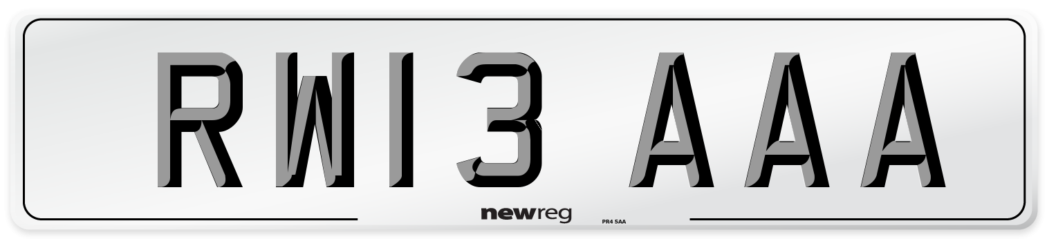 RW13 AAA Number Plate from New Reg